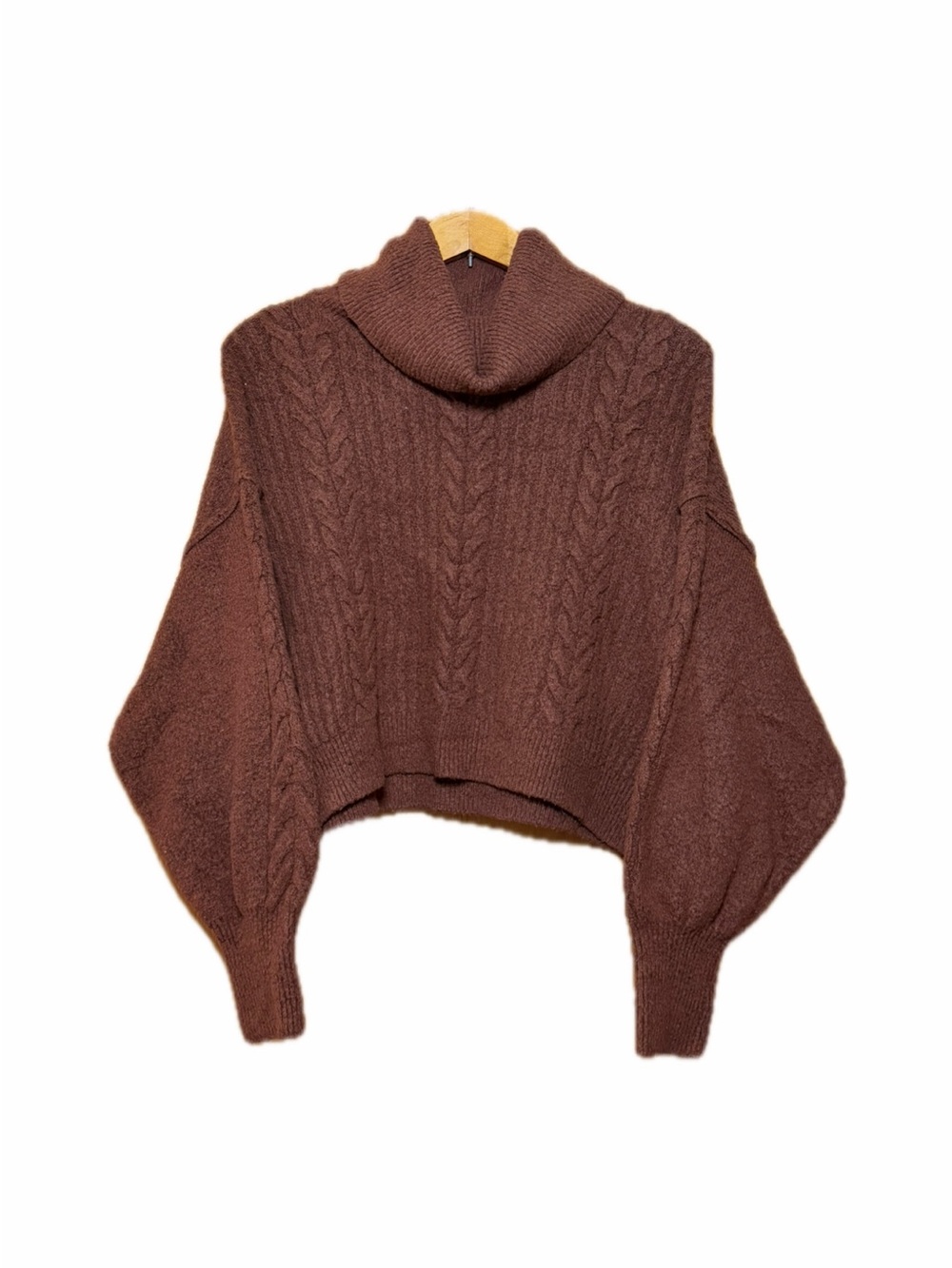 wild fable Chocolate Brown cropped Cable Turtleneck Sweater